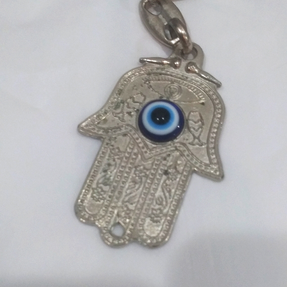 Blue Evil Eye Stretch Bracelet & Hamsa Keychain - Picture 2 of 5